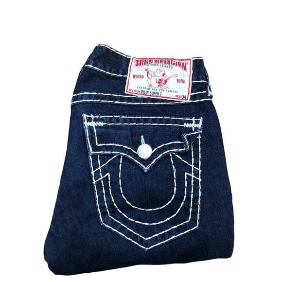 Vintage True Religion Jeans Size 36 BILLY SUPER T Blue - Picture 5 of 9